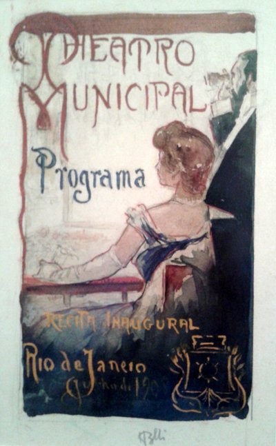 Study for the Programme Cover of the Inauguration of the Municipal Theatre of Rio de Janeiro by Henrique Bernardelli